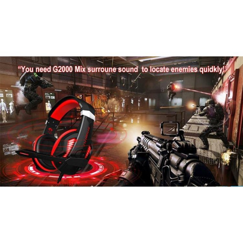 Casque de jeu G2000Max avec micro DEL RVB pour portable PC PS4 Pro Xbox One S X - Rouge