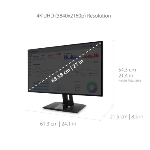 ViewSonic 27" UHD 60Hz 6ms GTG IPS LCD Monitor - Black