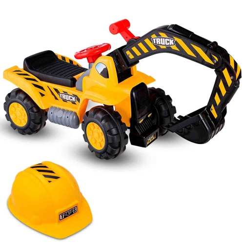 Topbuy Sand Digger Digging Scooper Truck Kids Toddler Ride On Excavator w/ Storage & Helmet