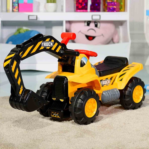Topbuy Sand Digger Digging Scooper Truck Kids Toddler Ride On Excavator w/ Storage & Helmet