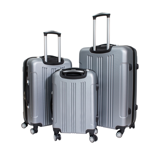 Archibolt Silver 3-Piece Hard Shell Rolling Suitcase Set, Luggage bag, Lightweight Large Luggage Suitcase Set With TSA Lock,Checked and Cabin Big