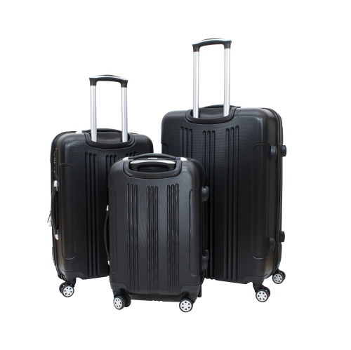 Archibolt Black 3-Piece Hard Shell Rolling Suitcase Set, Luggage bag, Lightweight Large Luggage Suitcase Set With TSA Lock,Checked and Cabin Big Hard