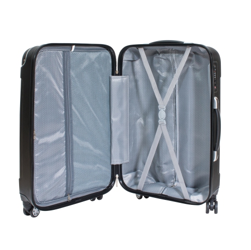 Archibolt Black 3-Piece Hard Shell Rolling Suitcase Set, Luggage bag, Lightweight Large Luggage Suitcase Set With TSA Lock,Checked and Cabin Big Hard