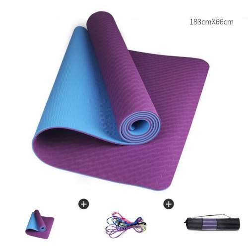 ECO friendly TPE Thick foldable Pilates non slip yoga mat (6 mm Purple)