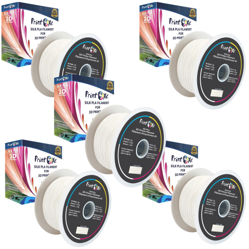 Couleur BLANCHE 5 KG matériau net sur 5 bobines de 3D PLA comme filament de SOIE 1,75&nbsp;mm diamètre chaque poids 1&nbsp;kg PRINTOXE® marque