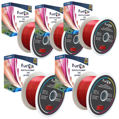 Couleur ROUGE 5 KG matériel net sur 5 bobines de 3D PLA comme filament de SOIE 1,75&nbsp;mm diamètre chaque poids 1&nbsp;kg PRINTOXE® marque