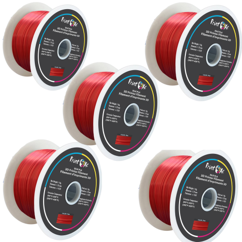 Couleur ROUGE 5 KG matériel net sur 5 bobines de 3D PLA comme filament de SOIE 1,75 mm diamètre chaque poids 1 kg PRINTOXE® marque