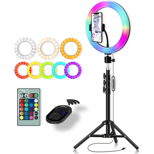 14" 36cm Selfie Ring LED Light with 25" Extendable Tripod Stand & Flexible Phone Holder, Upgraded Dimmable Camera Ring Light for TikTok/YouTube/Live