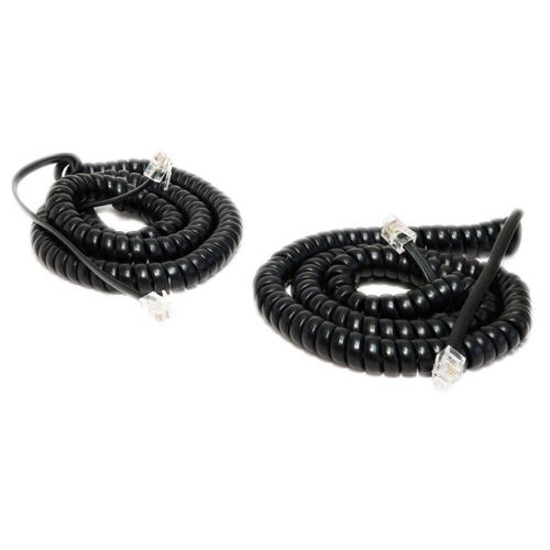 iMBAPrice Black Coiled Telephone Phone Handset Cable Cord, Coiled Length 3 to 12 feet Uncoiled (Value Pack)