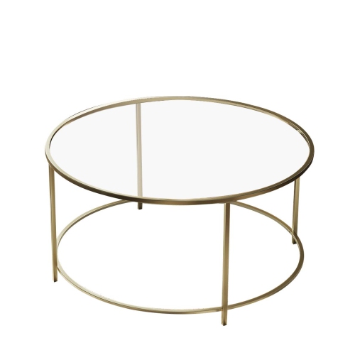 Regal Elegant Round Glass Metal Coffee Table