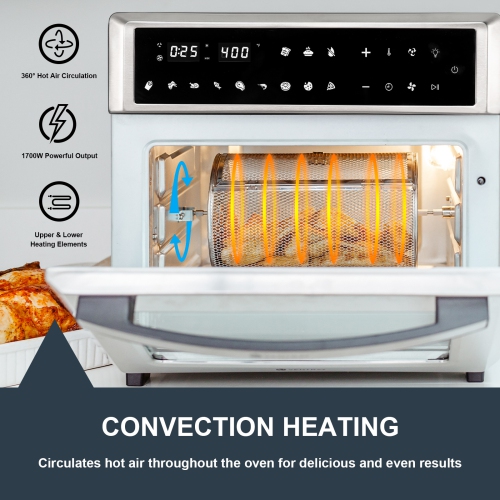 Ventray Countertop Air Fryer Oven, 6-in-1 Convection Toaster Oven 26QT 1700W Stainless Steel