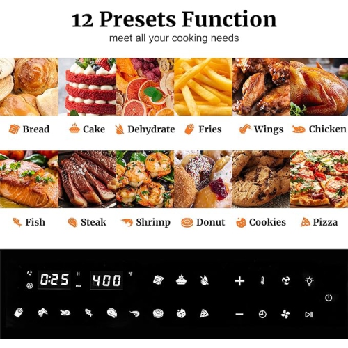 Ventray Countertop Air Fryer Oven, 6-in-1 Convection Toaster Oven 26QT 1700W Stainless Steel