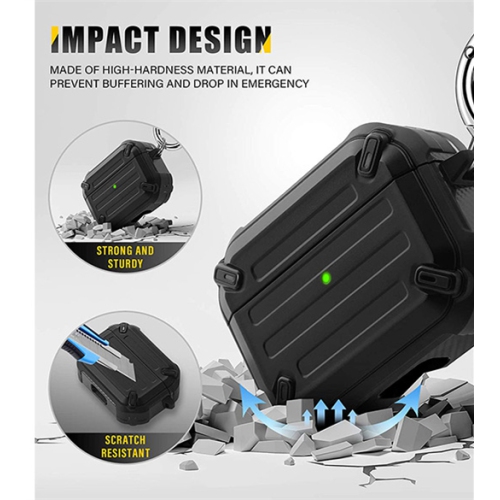 360° Full Armor Shockproof Protective Case Cover with Wireless Charging Support for Apple AirPods 3 2021, Navy