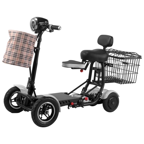 Scooter électrique pliable portable à usage intensif, poids léger motorisé de 66 lb, jusqu'à 25 milles - Couleur blanche