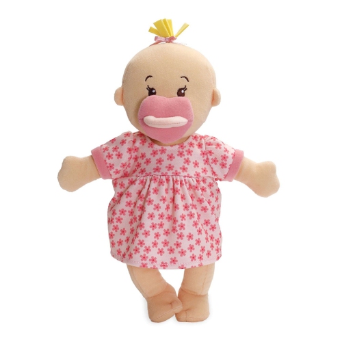 MANHATTAN TOY  Wee Baby Stella Plush Doll - With Blonde Hair In Peach I bought this doll to teach him how to love and take care of his new sister before she arrived