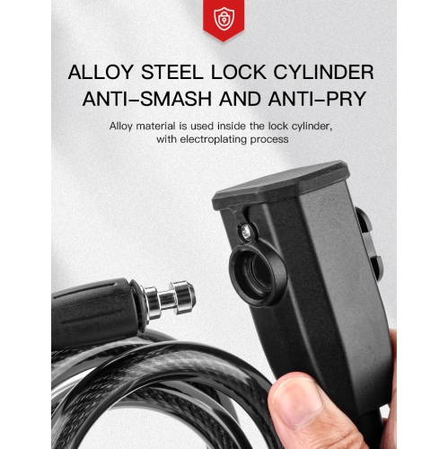 Fingerprint Bicycle Lock, Smart Cable Lock with Keyless Biometric