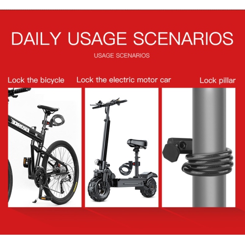 Fingerprint Bicycle Lock, Smart Cable Lock with Keyless Biometric