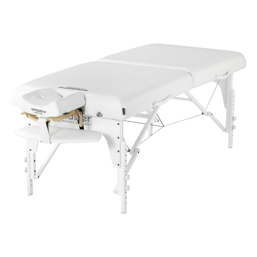 Master Massage 31" Extra Wide Montclair Pro Memory Foam Portable Massage Table Package with Reiki - Snow White
