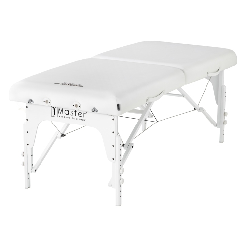 Master Massage 31" Extra Wide Montclair Pro Memory Foam Portable Massage Table Package with Reiki - Snow White