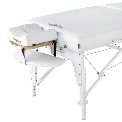 Master Massage 31" Extra Wide Montclair Pro Memory Foam Portable Massage Table Package with Reiki - Snow White