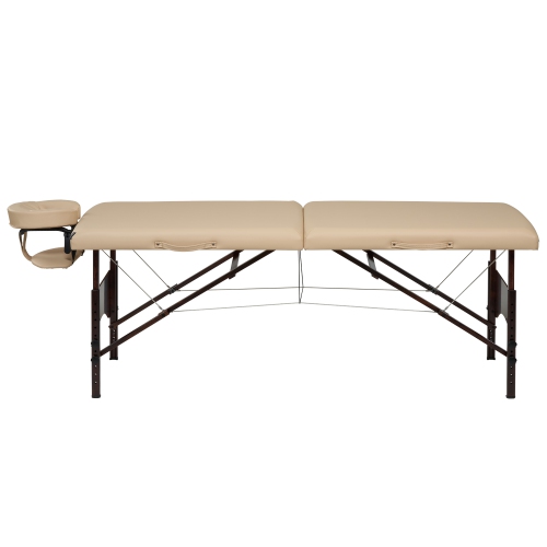 Master Massage 28" Argo Portable Massage Table in Cream with Walnut Legs- Spa Bed for Tabletop Exercise & Massage- Beauty Bed Tattoo Bed- Lash Table