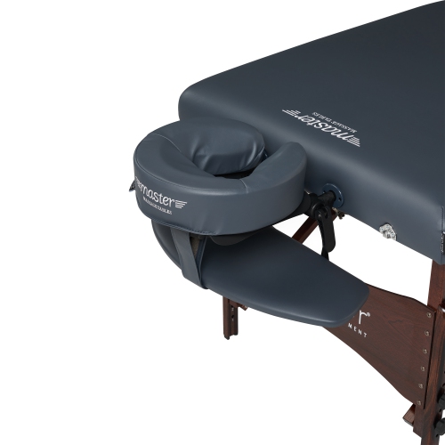Master Massage Newport Portable Massage Table Package with Denser 2.5" Cushion, Walnut Stained Hardwood, Steel Support Cables, Pillows & Accessories,