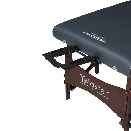 Master Massage Newport Portable Massage Table Package with Denser 2.5" Cushion, Walnut Stained Hardwood, Steel Support Cables, Pillows & Accessories,
