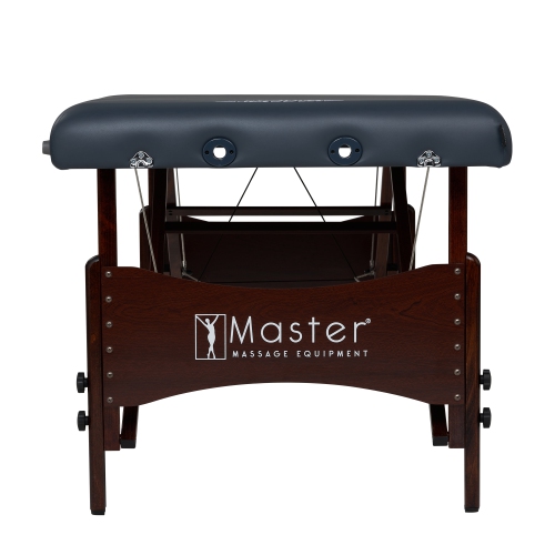 Master Massage Newport Portable Massage Table Package with Denser 2.5" Cushion, Walnut Stained Hardwood, Steel Support Cables, Pillows & Accessories,