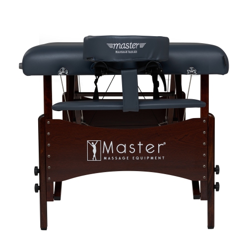 Master Massage Newport Portable Massage Table Package with Denser 2.5" Cushion, Walnut Stained Hardwood, Steel Support Cables, Pillows & Accessories,