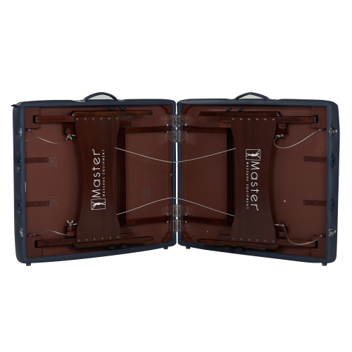 Master Massage Newport Portable Massage Table Package with Denser 2.5" Cushion, Walnut Stained Hardwood, Steel Support Cables, Pillows & Accessories,