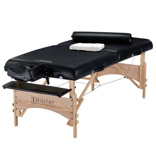 Master Massage Gibraltar 32" Width Olympic LX Portable Massage Table, Black- Extra Wide for Larger Clients- Tattoo Spa Salon Facial Beauty Bed, Lash