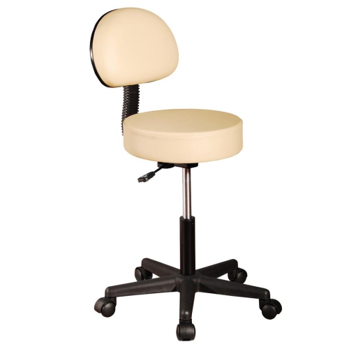 Master Massage Pneumatic Hydrolic Rolling Massage Swivel Stool with Backrest, Cream