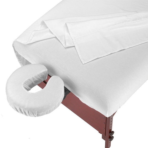 Master Massage Universal Massage Table Flannel Sheet Set 3 in 1, Off White