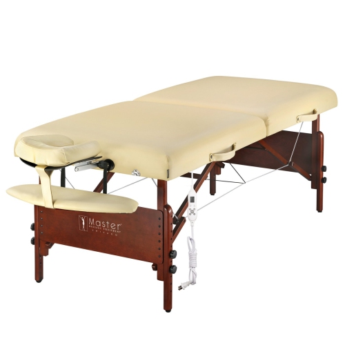 Master Massage 30" Del Ray Therma Top Portable Massage Table Pacakge Beauty Bed Built in Warming Pad, Sand