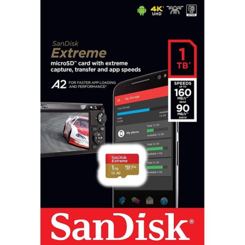 SanDisk Extreme 1TB C10 U3 V30 A2 Micro SD Card SDSQXA1-1T00