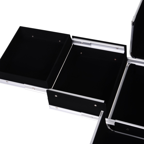 HOMCOM Rolling Aluminum Makeup Train Case, Portable Professional Cosmetic Makeup Case with 4 Wheels, Lock and Keys, Pink