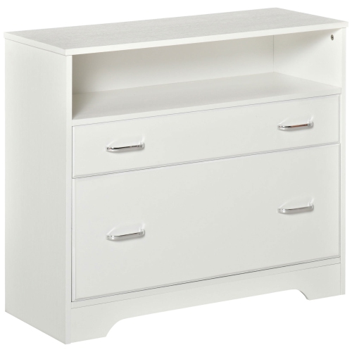 VINSETTO  Lateral File Cabinet With 2 Drawers, Filing Cabinet for Hanging Letter Sized Files, Office Printer Stand In White