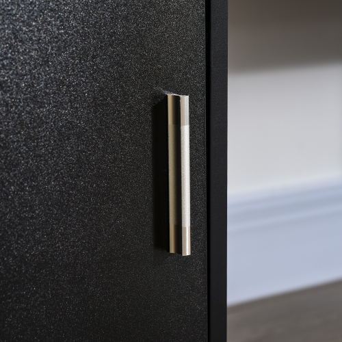 HOMCOM 57" Computer Desk with Drawers, Home Office Desk with Keyboard Tray, Open Shelves and Lockable Drawer, Writing Workstation for Study, Black