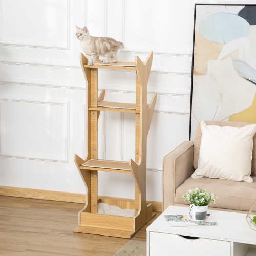 PawHut 49" Cat Tree with Resting House, 4-level Cat Tower Furniture with Soft Cushion, Activity Center for Kittens, Cat Shelf for Playing Relaxing