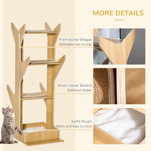 PawHut 49" Cat Tree with Resting House, 4-level Cat Tower Furniture with Soft Cushion, Activity Center for Kittens, Cat Shelf for Playing Relaxing