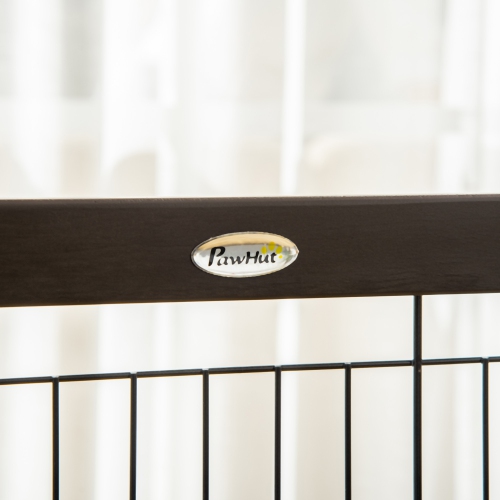 PawHut Wooden Dog Gate Foldable Pet Fence for Small & Medium Dogs 4 Panel with Support Feet Freestanding Safety Barrier for House Doorway Stairs