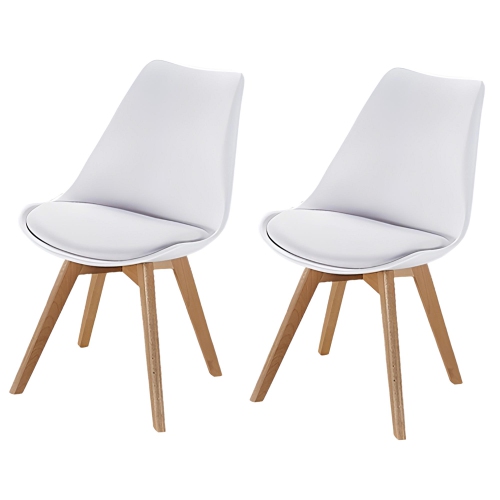 2 Pack Dining Chair, Office Guest Chair with Soft Cushion Kitchen Chair for Waiting Room, Conference and Reception, White