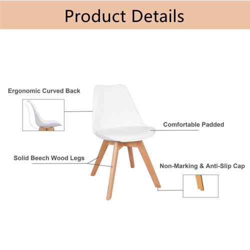 2 Pack Dining Chair, Office Guest Chair with Soft Cushion Kitchen Chair for Waiting Room, Conference and Reception, White