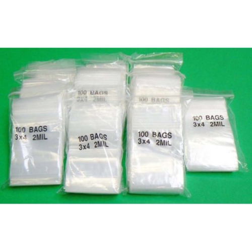 2Mil Clear Reclosable Zip Lock Bags 3 x 4 case of 1,000 