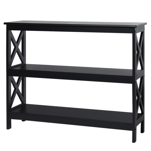 Topbuy Industrial 3-Tier Console Table X-Design Bookshelf Narrow Accent ...