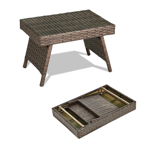 TOPBUY  Patiojoy Brand New Folding Pe Rattan Wicker Side Coffee Table Patio Garden Outdoor