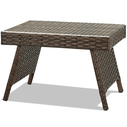 Patiojoy Brand New Folding PE Rattan Wicker Side Coffee Table Patio Garden Outdoor