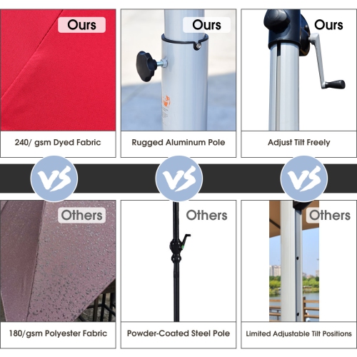 TopBuy – Paraluie de patio de 11 pi pour parasol en porte-à-faux