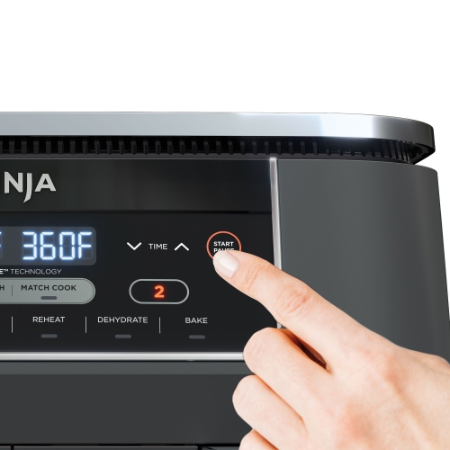 Ninja Air Fryer. 15.63" L x 13.86" W x 12.4" H Foodi 6-in-1 Two-Basket Ninja Air Fryer in Silver/Black with DualZone Technology 8-qt XL Capacity