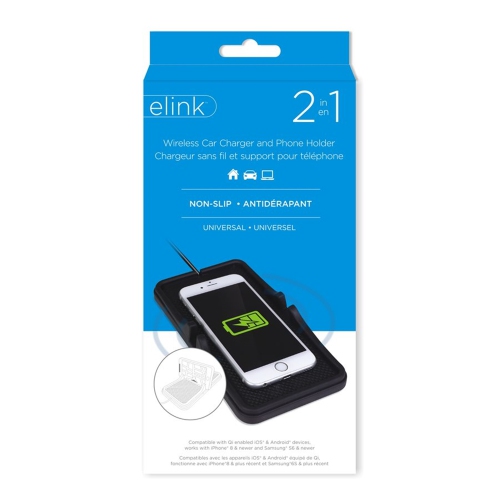 Elink - Wireless Charger and Universal Phone Holder, Black
